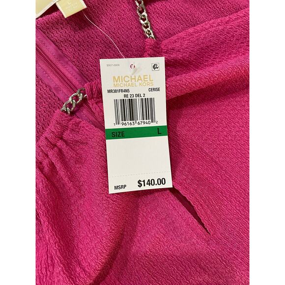 MICHAEL Michael Kors Women's Pink Chain Cutout High-low Dress Cerise Large - Picture 6 of 9